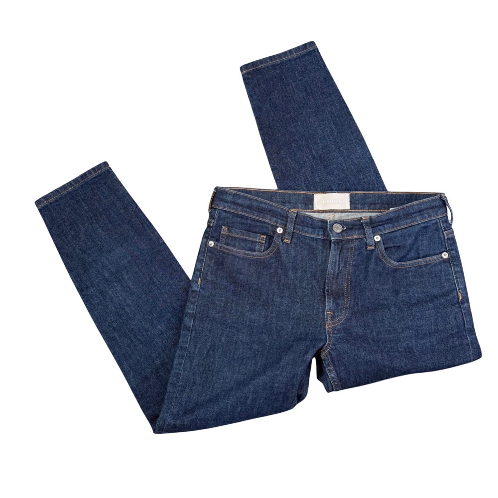 Everlane‎ Mid Rise Ankle Jeans Dark Wash Blue Stretch Denim Size 27 Ankle
